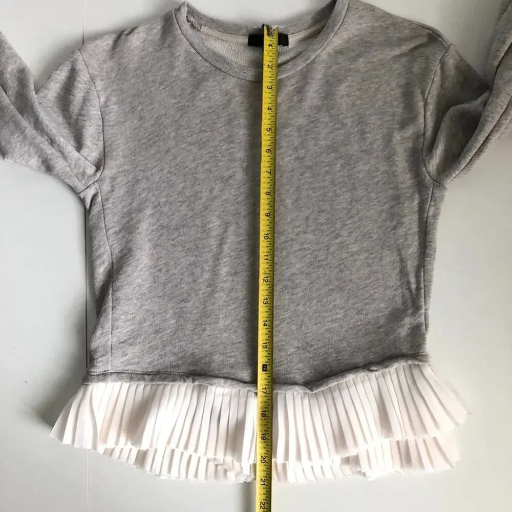 J. Crew Ruffle Hem Sweater XXS Grey / Cream